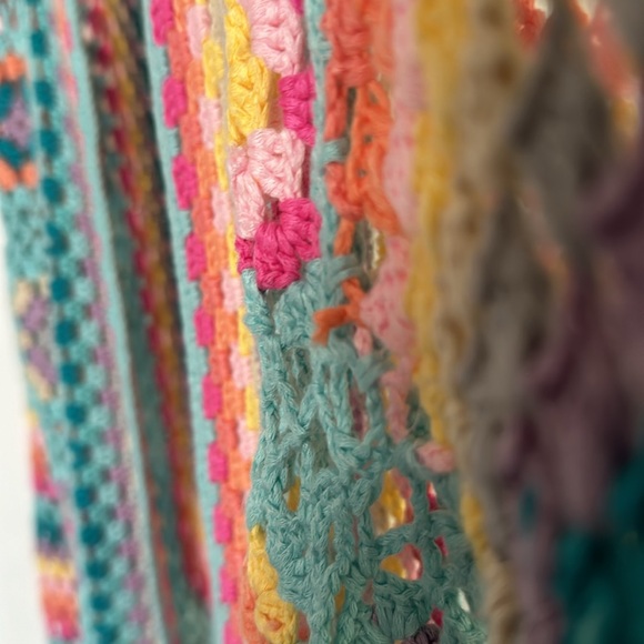 N1 Los Angeles crochet sweater fringe duster blue - Picture 4 of 11